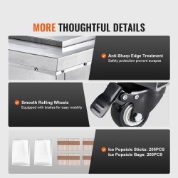 Kaupallinen mehujäätelökone ruostumattomasta teräksestä valmistettu 52 kpl erässä 2 muottisarjaa