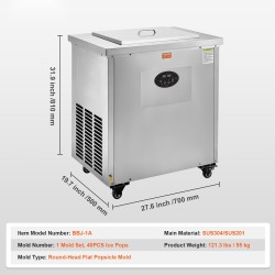 Ammattimehujääkone yksi muottisetti neljäkymmentä kappaletta ruostumatonta terästä pyörillä