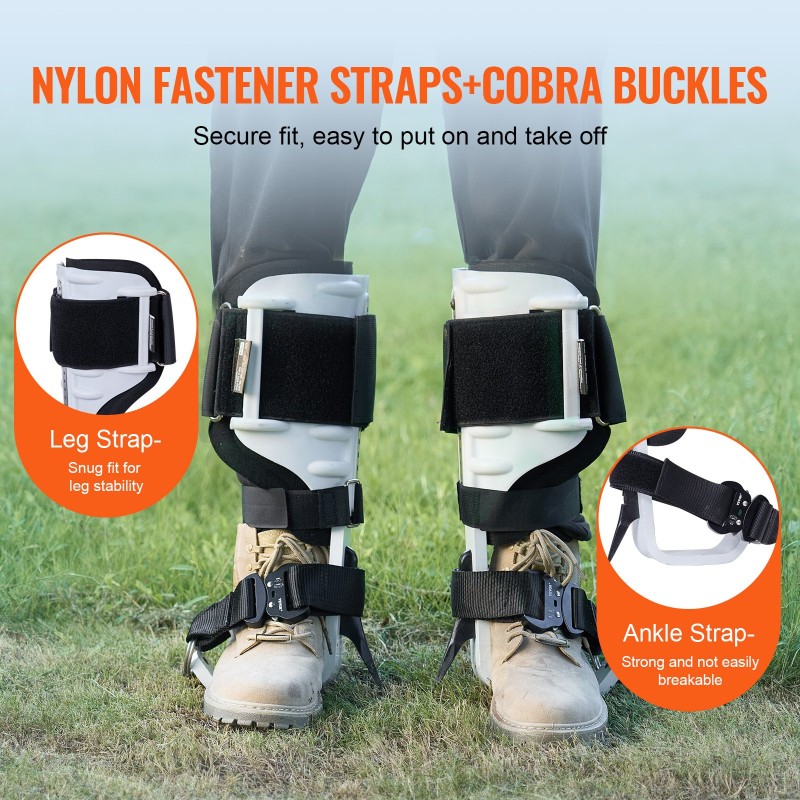 Puunkiipeilypiikit alumiinirunkoiset pari säädettävät 374–533 mm tarranauhalliset hihnat pistonsuojat