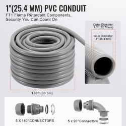 Taipuisa PVC-sähköputki 25,4 mm 30,5 m IP65 liittimillä