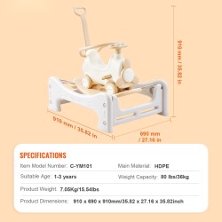 Keinuhevonen muovia 5 eri käyttötapaa 1–3-vuotiaille 36 kg kantavuus