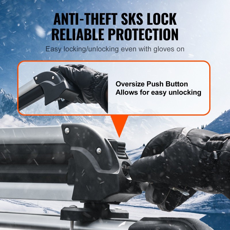 Kattoteline suksille ja lumilautoille alumiinia 80,5 cm 6 paria lukolla