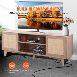 Televisiotaso rottinki ja puuviimeistelyllä 165 x 50 cm sopii 191 cm televisiolle