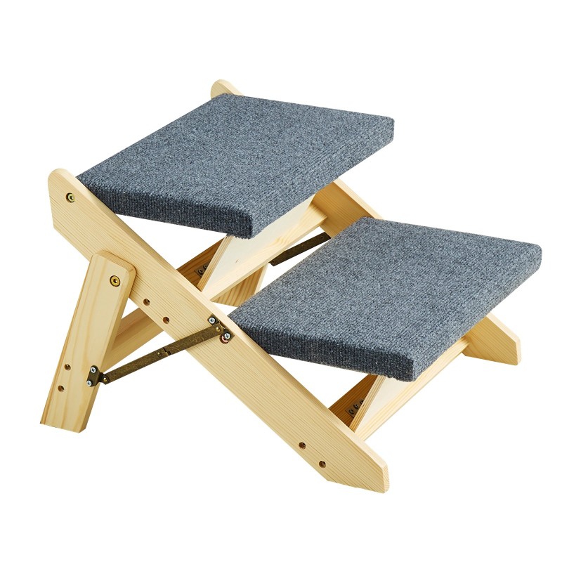 Lemmikkitikkaat mäntypuusta taitettavat kangaspäällysteiset kaksi askelmaa 50 kg kantavuus