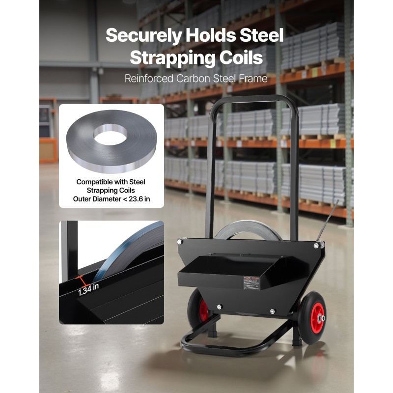 Rullakärry teräsvannenauhakeloille hiiliteräs kuusisataa millimetriä kumipyörillä työkalulaatikolla