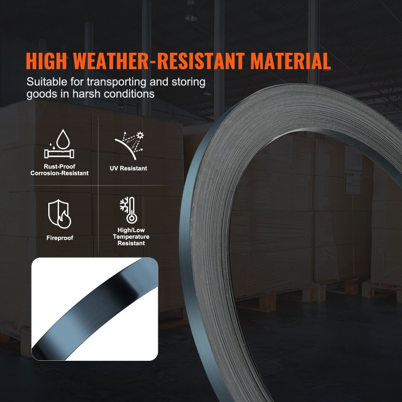 Teräsvannerulla 100 m 12,7 mm 0,4 mm 500 kg murtolujuus raskaaseen sidontaan