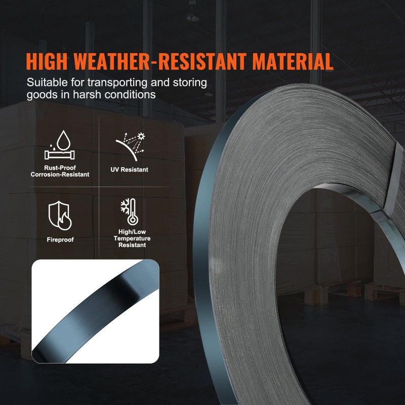 Teräsvannenauha musta 500 m 19 mm 0,55 mm 770 kg