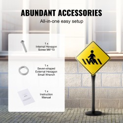 Siirrettävä kylttiteline galvanoitua terästä ja valurautaa kova muovijalusta pyörillä 1235 mm