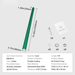 U-muotoinen kylttiteline galvanoitu teräs 183 cm 4 kpl vihreä ulkokäyttöön