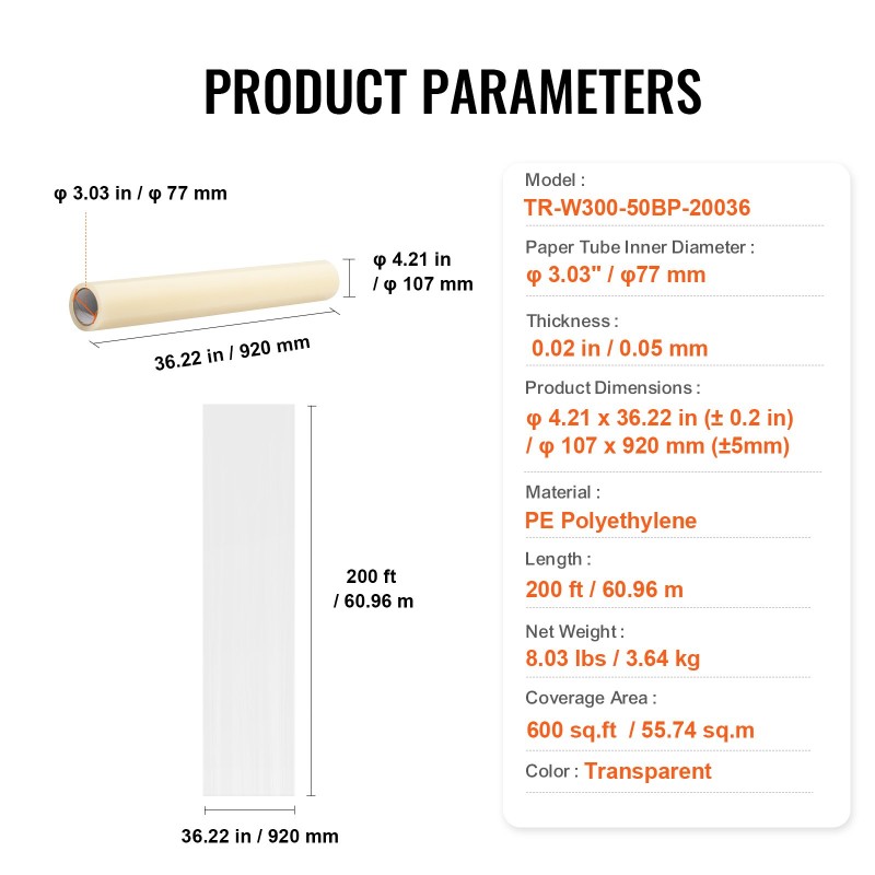 Maton suojakalvo polyeteeni 91,4 cm x 61 m itsekiinnittyvä läpinäkyvä