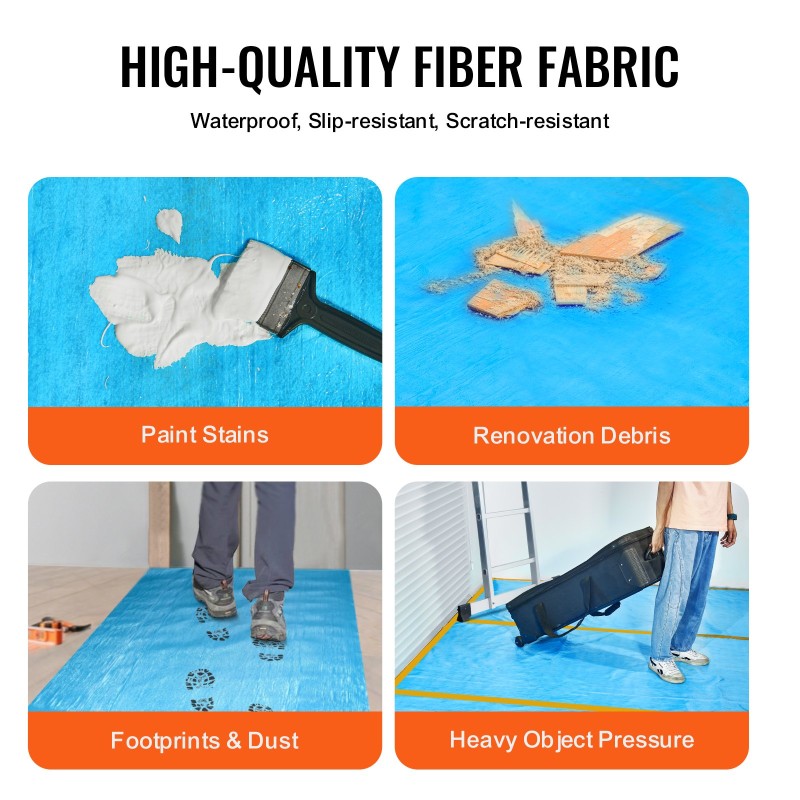 Lattiasuojakalvo polyesterikuitua PE liukuestolla 1,5 mm 25,6 m 1000 mm remontteihin