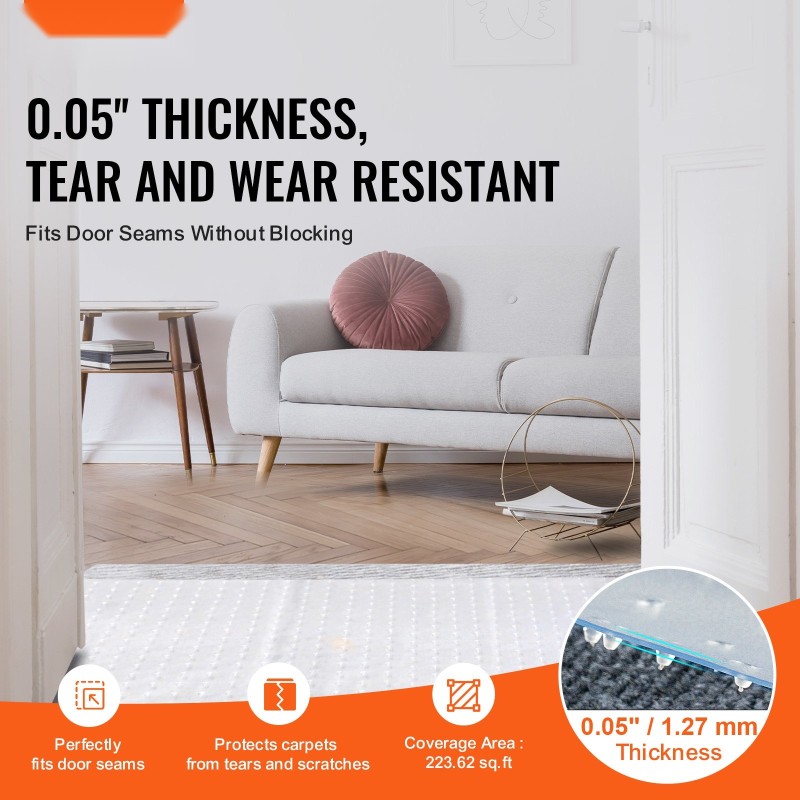 PVC-matonsuojus läpinäkyvä liukumaton 610 mm x 3,66 m kissan kynsisuoja