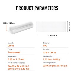PVC-matonsuojus läpinäkyvä liukumaton 610 mm x 3,66 m kissan kynsisuoja