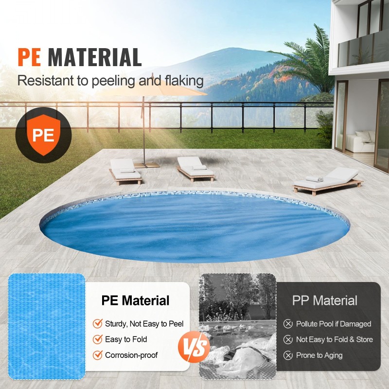 Pyöreä aurinkopeite halkaisija 3,05 m PE-muovi 15 mil kuplarakenne altaisiin