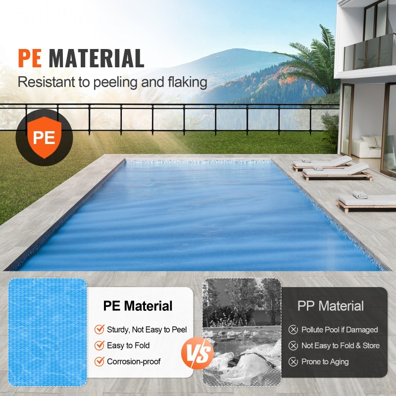 Aurinkopeite PE-materiaali 12 mil 12,19 m x 6,1 m suorakulmaisiin uima-altaisiin