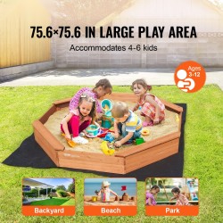 Puinen kahdeksankulmainen hiekkalaatikko 1920×1920×230 mm suojapeitteellä 4 istuinta pihalle