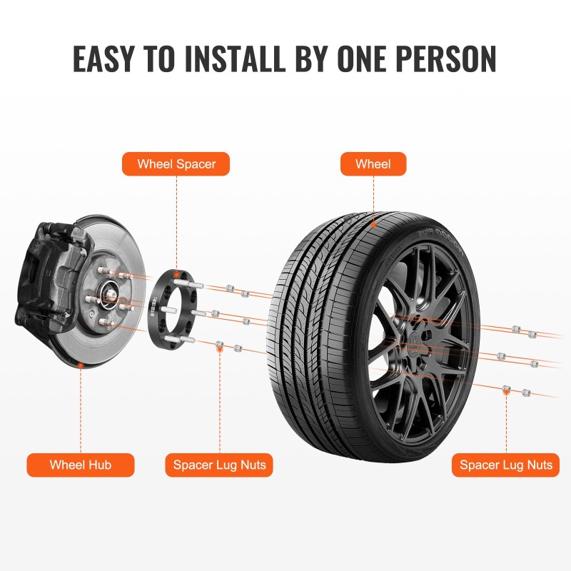 Vanteen välilaipat alumiini 25,4mm 6-pulttiset M12x1,5 108mm 4kpl musta