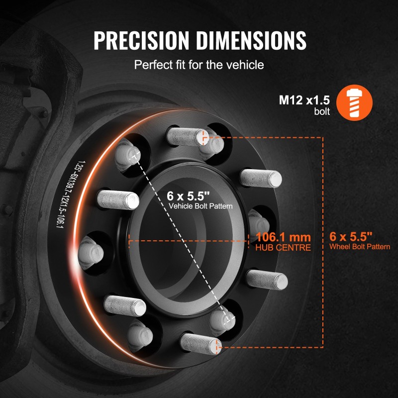 Pyöränlevikkeet alumiiniseosta 31,75 mm 6-reikäiset M12 x 1,5 pultit 4 kpl