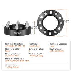 Soviterenkaat alumiiniseos 38,1 mm 6x5,5 106,1 mm keskiöity 4 kpl