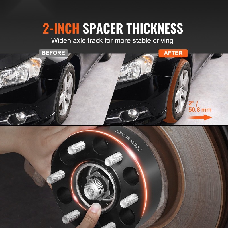 Pyörän spacerit alumiiniseos 50,8 mm paksuus 6-pulttiset 87,1 mm keskiö 4 kpl