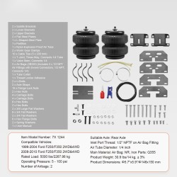 Ilmajousitussarja taka-akselille sopii F250 F350 1999-2004 2008-2010 2 ilmapussia 2268 kg kantavuus