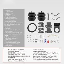 Ilmajousisarja takapäähän NR-ilmapussit 2001–2010 Silverado/Sierra 2500/3500HD 2268 kg