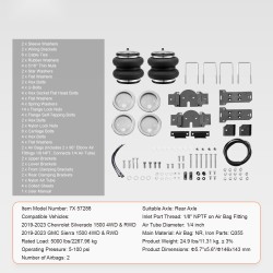 Ilmajousisarja taka-akselille kumiset ilmapussit 2 kpl 5–100 psi Silverado 2019–2023