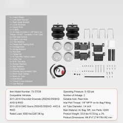 Ilmajousisarja taka-akselille NR-ilmapussit 2268 kg kantavuus sopii 2011–2019 2500 ja 3500HD-malleihin