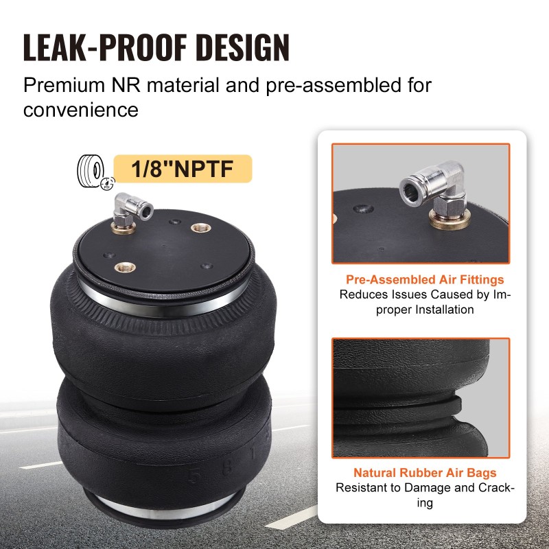 Ilmajousisarja 2 kumipussia kantavuus 2268 kg sopii Dodge Ram 2500 2014–2023