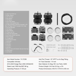 Ilmajousisarja 2 kumipussia kantavuus 2268 kg sopii Dodge Ram 2500 2014–2023