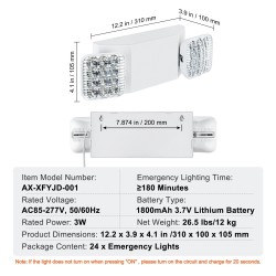 LED-hätävalot 24 kpl 3 W 180 minuutin akku 2 säädettävää neliöpäätä