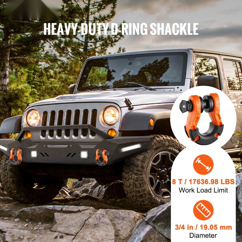 D-rengassakkeli seosteräs 22 mm tapilla 8T työkuorma 2 kpl hinaukseen