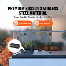 Lasipidike suorakulmainen 304-ruostumaton teräs 8–12 mm lasille 4 kpl