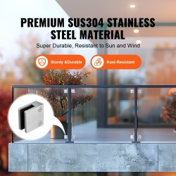 Lasikiinnike neliö SUS304 ruostumaton teräs 8–12 mm 4 kpl kaiteisiin