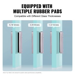 Lasikiinnike neliö SUS304 ruostumaton teräs 8–12 mm 4 kpl kaiteisiin