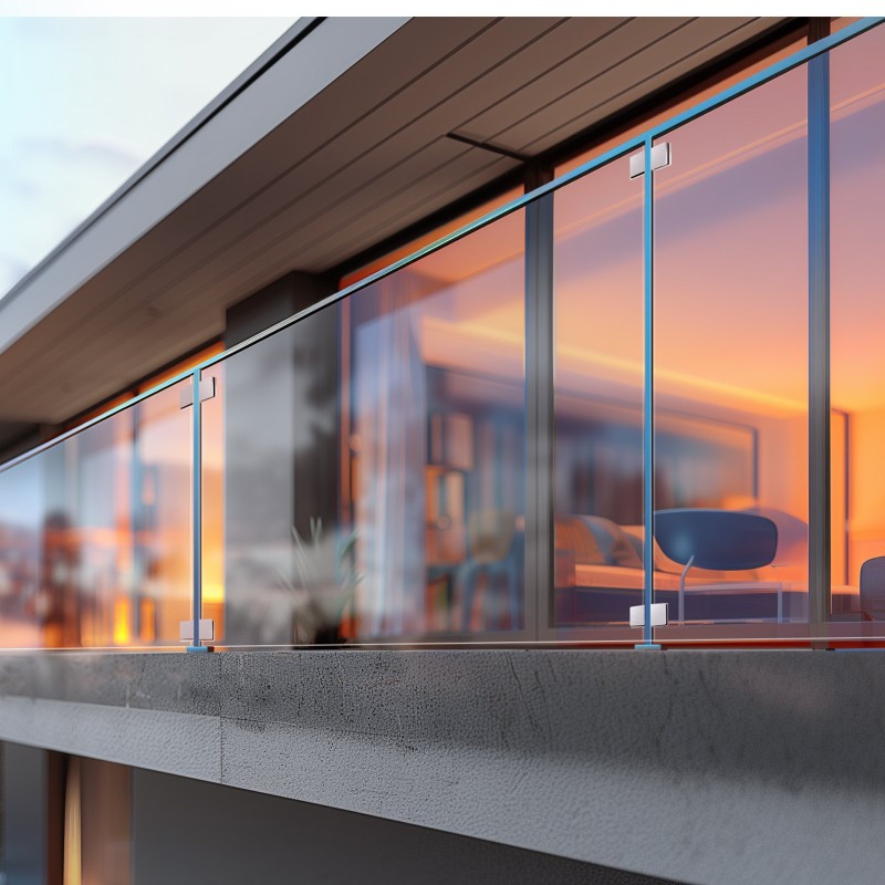 Lasikiinnike neliö SUS304 ruostumaton teräs 8–12 mm 4 kpl kaiteisiin