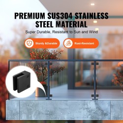 Lasikiinnikesarja 40 kpl neliömallisia kiinnikkeitä ruostumatonta terästä 8–12 mm musta