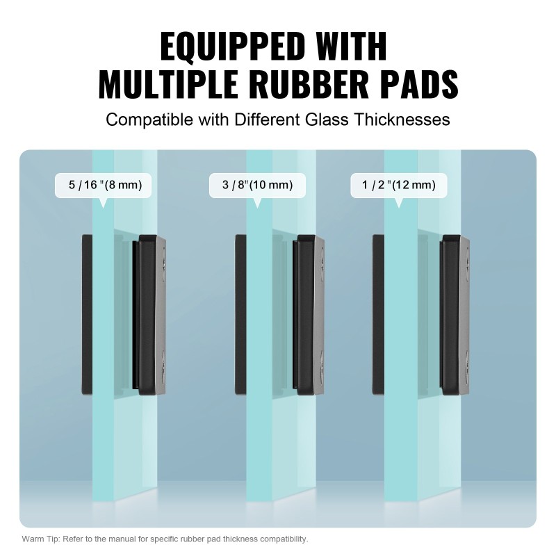 Lasikiinnikesarja 40 kpl neliömallisia kiinnikkeitä ruostumatonta terästä 8–12 mm musta