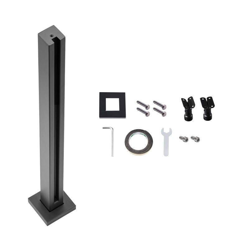 Lasikiinnike ruostumatonta terästä 850 mm korkeus 10–12 mm lasille musta 1 kpl