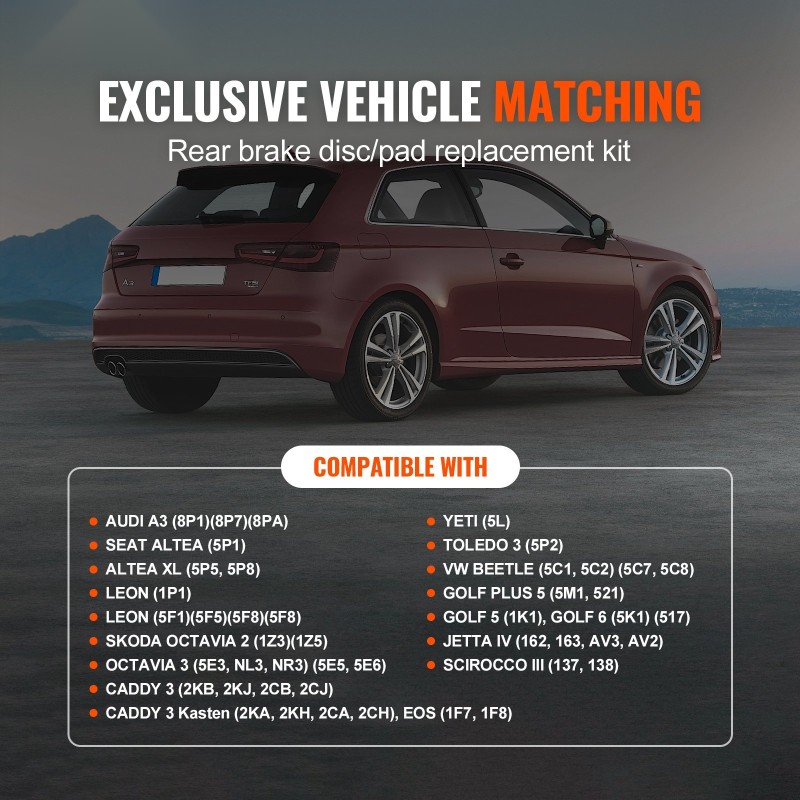 Takasen jarrusarja HT250 valurautalevyillä 253 mm keraamisilla jarrupaloilla Audi A3 8P