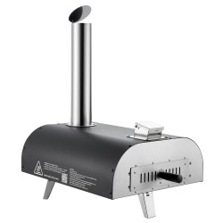 Ulkopizzauuni rautainen kaksitoista tuuman pellettikäyttöinen musta kantolaukulla