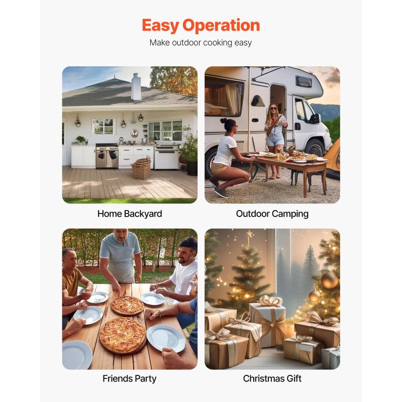 Pizzauuni ulkokäyttöön 12 tuumaa pelletillä ja puulla ruostumatonta terästä sisäänrakennetulla lämpömittarilla