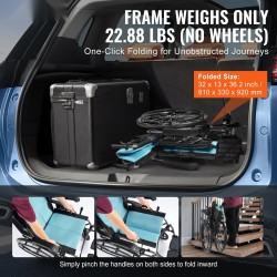 Pyörätuoli alumiiniseos kokoontaitettava 18-tuumainen istuin 113,4 kg kantavuus kääntyvät pöytäkäsinojat 3-asentoiset jalkatuet