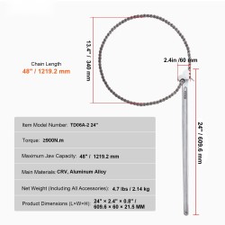 Ketjuputkiavain CRV-teräs alumiiniseos 48-tuumainen 13,4 tuuman halkaisijakapasiteetti putkiasennuksiin