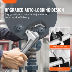 Suora 18-tuumainen putkiavain alumiinirunkoinen automaattisesti säätyvällä leukalla ergonomisella H-kahvalla