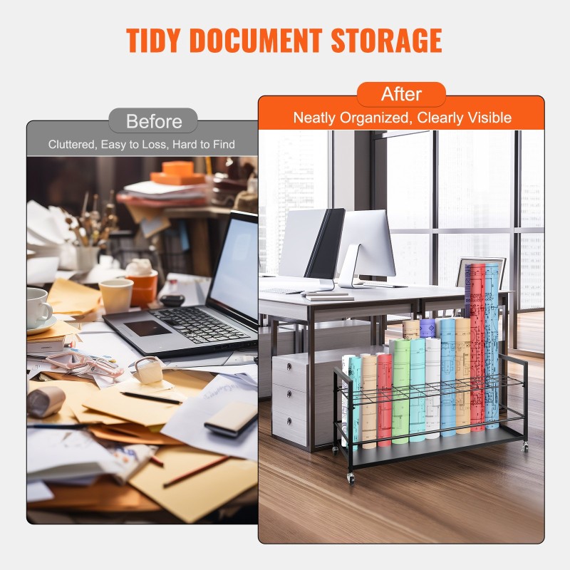 Rullapiirustusteline metallinen 50 lokeroa pyörillä toimisto ja koulu