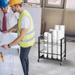 Metallinen piirustusteline 12 lokeroa lukittavilla pyörillä lokeroiden koko 90×90 mm