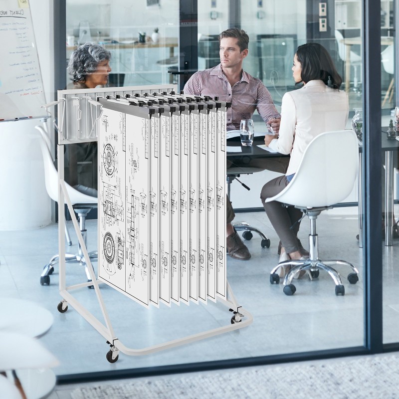 Liikuteltava metallinen piirustusteline kaksitoista kääntyvää kannatinta säädettävä korkeus ja leveys