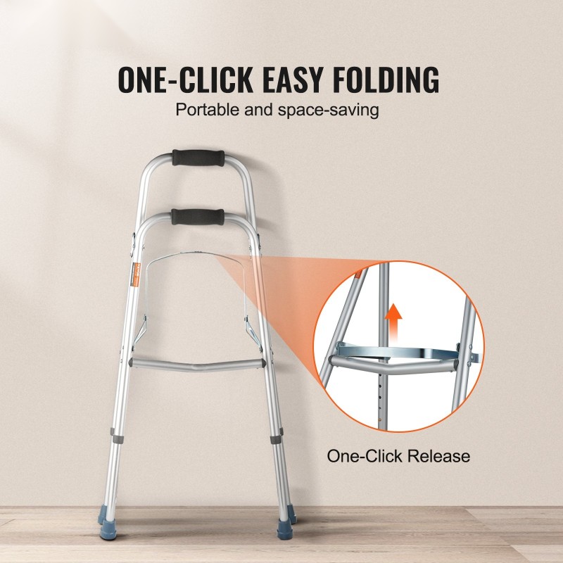 Taittuva alumiinirunkoinen hemi-kävelyteline sivulta käytettävä 6-portainen 770–889 mm kantavuus 159 kg