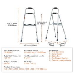 Taittuva alumiinirunkoinen hemi-kävelyteline sivulta käytettävä 6-portainen 770–889 mm kantavuus 159 kg